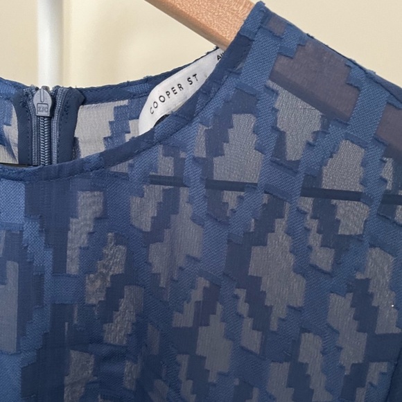 COOPER ST Blue Semi Sheer Ruffle Mini Dress Long Sleeves Lined Women’s 4 - Picture 5 of 5